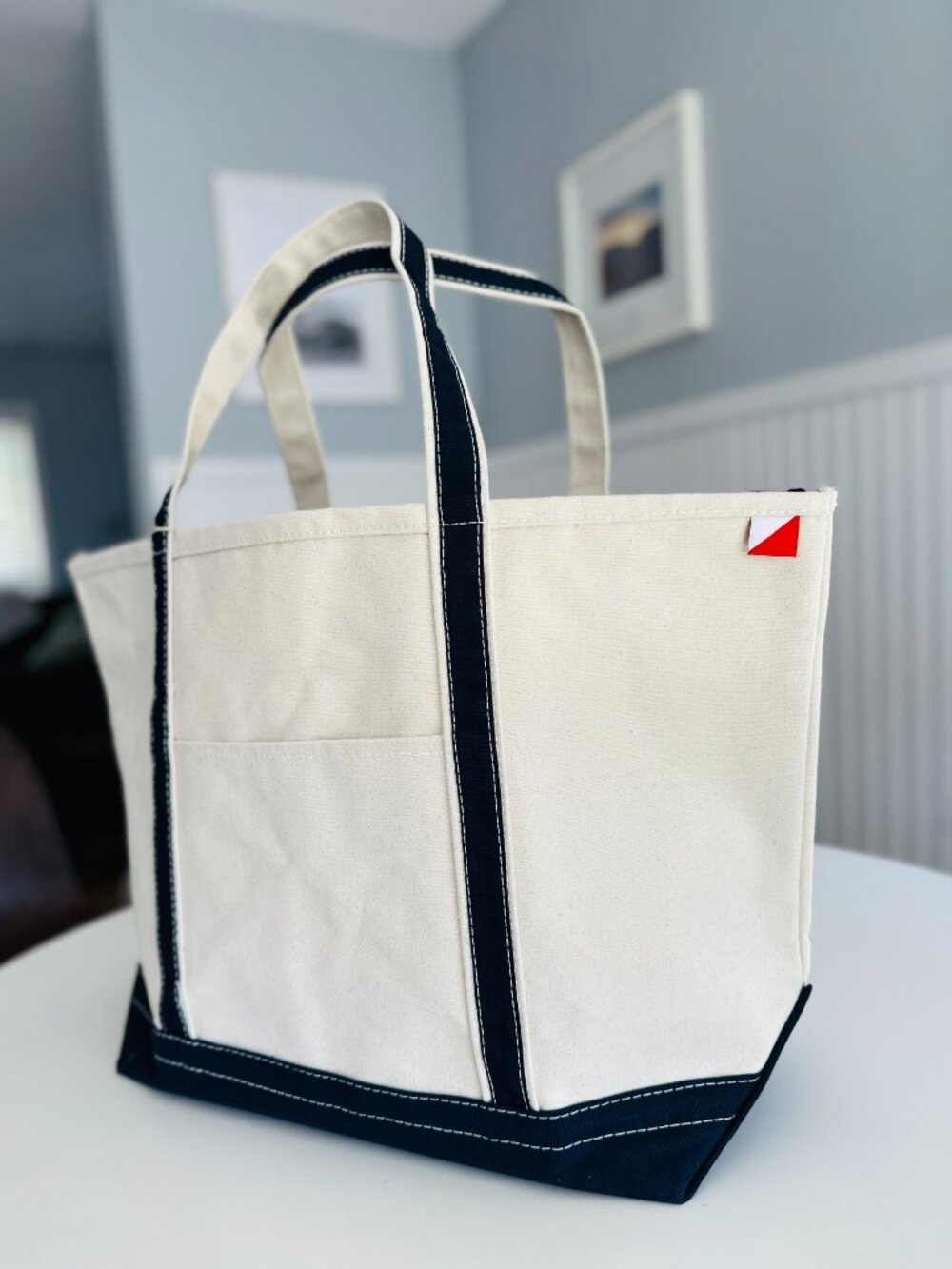 NWT Maine Large Canvas Navy Bag Beach Boat Tote w/Handles & Zipper
